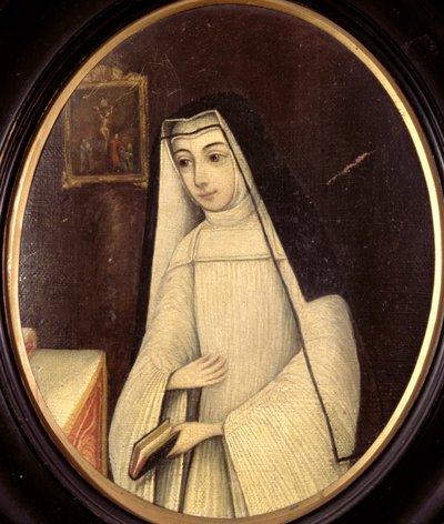 Frances Justina Huddleston (1708-1787), no hábito de uma freira da ordem das Canonistas Agostinianas no Convento Inglês em Bruges, c.1727 de Netherlandish School