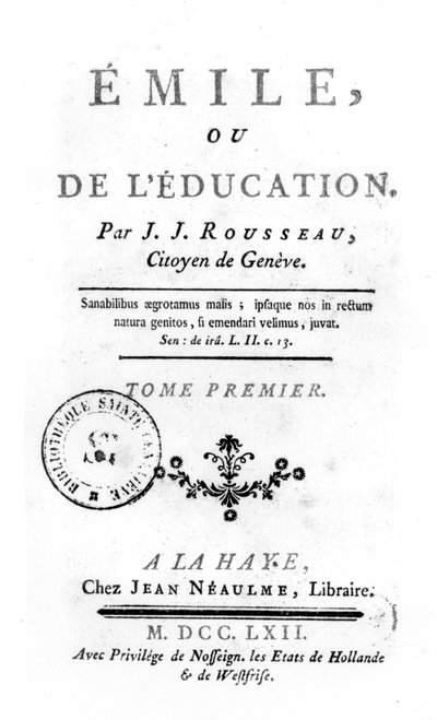 Frontispício de Emile por Jean-Jacques Rousseau, 1762 de Netherlandish School