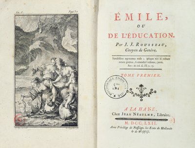 Frontispício de Emile por Jean-Jacques Rousseau, 1762 de Netherlandish School