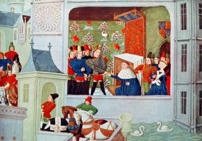 Harl 4380 f.117 Entrevista de Ricardo II e o Duque de Gloucester no Castelo de Pleshy, de 