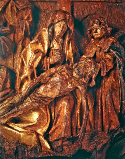 Luto pelo Cristo Morto, c.1500 (madeira de carvalho dourada e policromada) de Netherlandish School