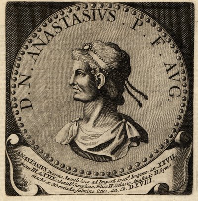 Retrato do Imperador Romano Anastasius I. de Netherlandish School