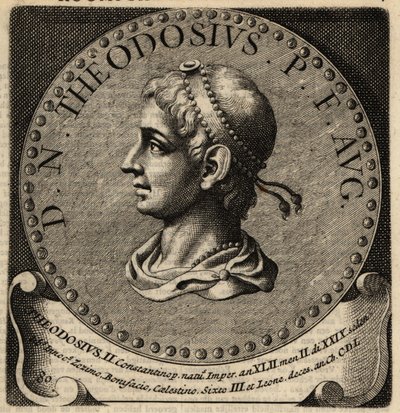 Retrato do Imperador Romano Teodósio II. de Netherlandish School