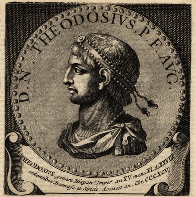 Retrato do Imperador Romano Theodosius I. de Netherlandish School