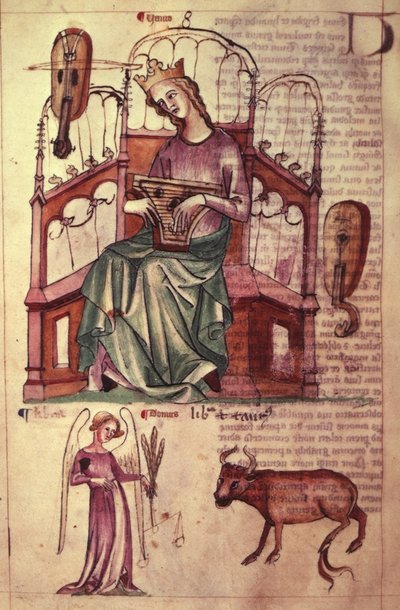 Sloane 3983 fol.42v Vênus tocando um saltério, de 