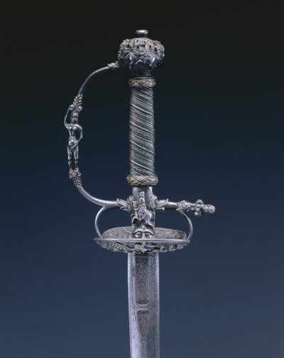 Espada pequena, c.1650-60 (aço, madeira e fio de cobre) de Netherlandish School
