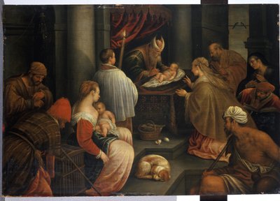 A Apresentação de Cristo no Templo (têmpera sobre carvalho) de Netherlandish School