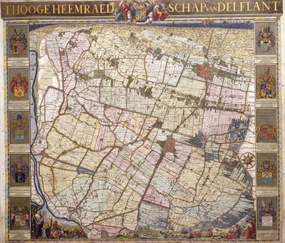 Mapa de parede de Delftland, 1712 de Netherlandish School