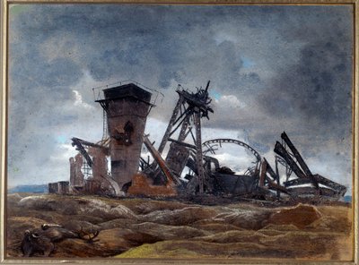"The well of the mine" 1915 (aguarela) de Neville Stephen Lytton