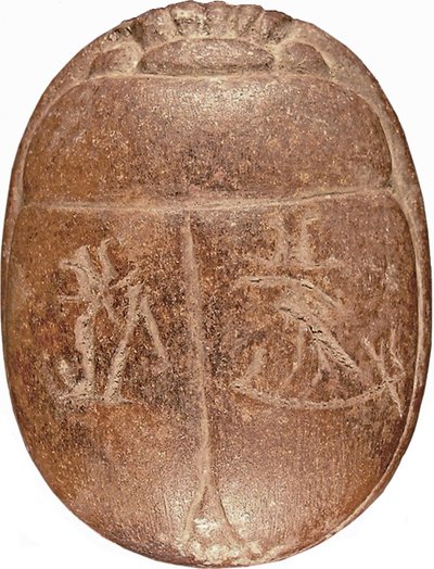 Coração Escaravelho de quartzito Hati-iay e vestígios de folha de ouro de New Kingdom Egyptian