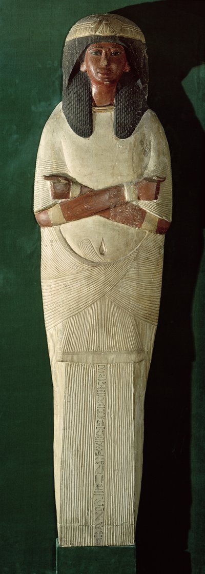 Tampa do Painel da Piays Mummy, c.1279-1213 aC (madeira pintada, estuque) de New Kingdom Egyptian