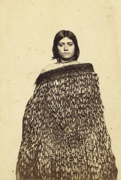 Mina Makata, metade do elenco Maorie, c.1865 (album print e wc) de New Zealander Photographer