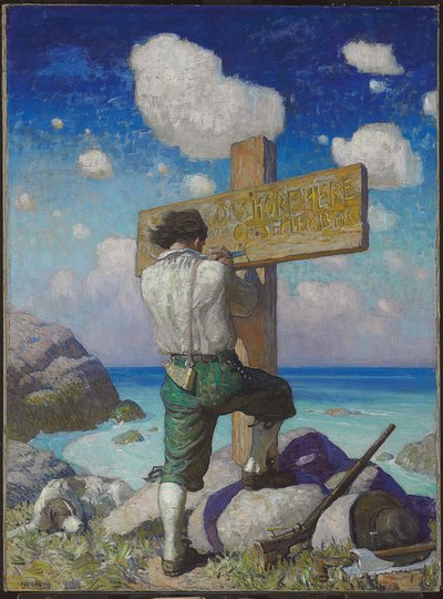 &39;- e fazendo dela uma grande cruz, eu a coloquei na praia onde eu primeiro ...&39; de Newell Convers Wyeth