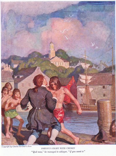 Johnnys luta com a cereja! Pare agora, ele conseguiu sussurrar, se você quiser. 1928 de Newell Convers Wyeth