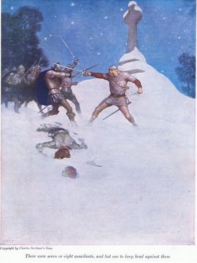 Havia sete ou oito assaltantes, e apenas um para manter a cabeça contra eles, 1916 de Newell Convers Wyeth