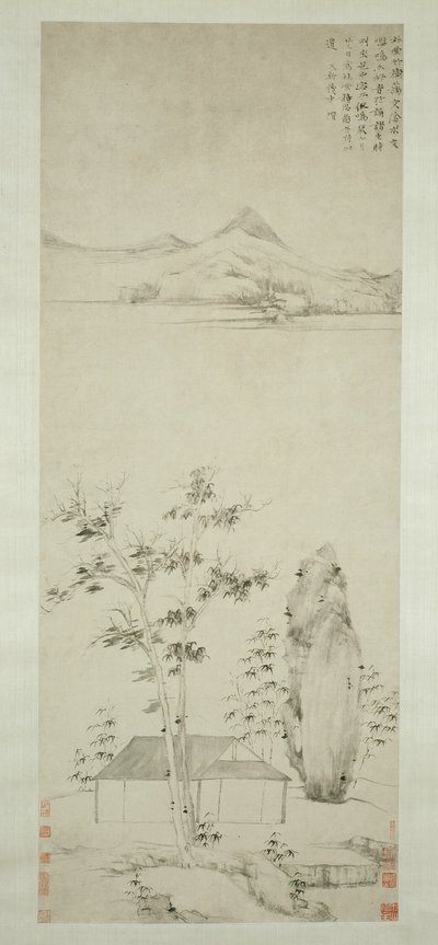 Pensamentos poéticos num pavilhão florestal 林堂詩思圖 de Ni Zan