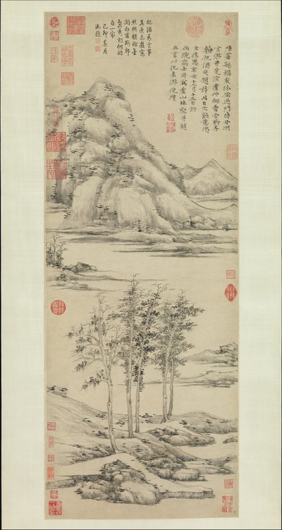 Bosques e Vales do Monte Yu, datado de 1372. de Ni Zan