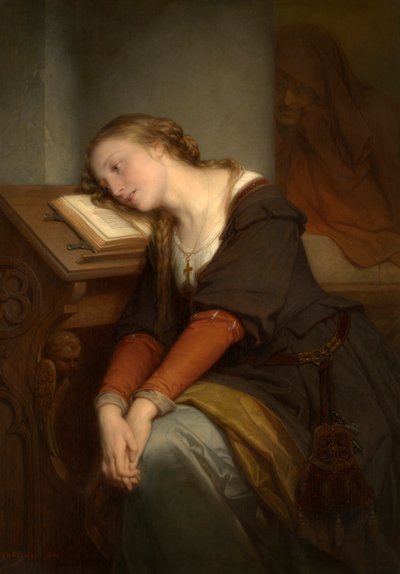 Margaret na igreja (óleo sobre tela) de Nicaise de Keyser