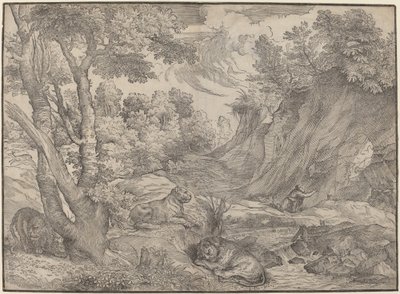 São Jerônimo no deserto de Niccolò Boldrini after Titian