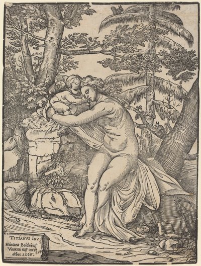 Vênus e Cupido de Niccolò Boldrini after Titian