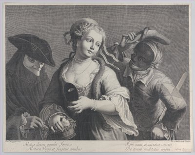 Três figuras de meio comprimento de um carnaval veneziano, 1750-1822., 1750-1822. de Niccolò Cavalli