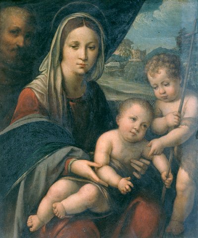 Sagrada Família com o bebê São João de Niccolò Pisano