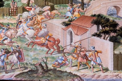 Pormenor do fresco no Salão de Batalhas da Batalha de 1431 de La Higueruela (fresco) de Niccolo (and workshop) Granello