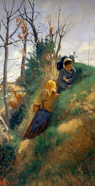 Cena pastoral, de Niccolo Cannicci (1846-1906), óleo sobre tela, 72x38 cm de Niccolo Cannicci