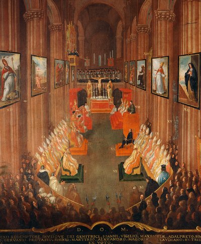 Sessão de abertura do Concílio de Trento em 1545 de Niccolo Dorigati