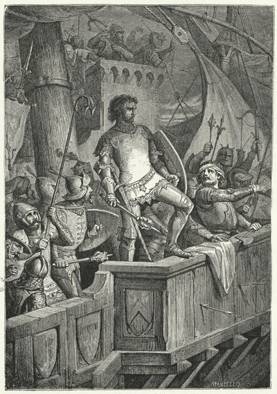 Cruzados atacando Constantinopla na Quarta Cruzada de Niccolo Sanesi