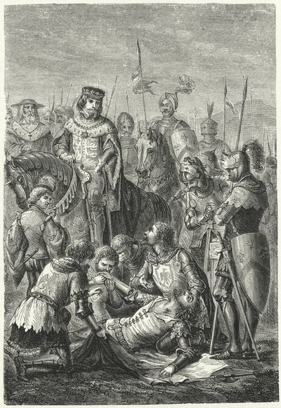 A morte de Manfred da Sicília na Batalha de Benevento de Niccolo Sanesi