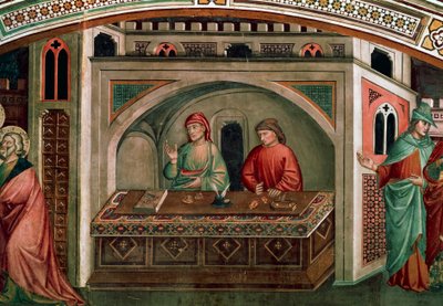 Chamado de São Mateus Evangelista, Cena de As histórias de São Mateus, Ca 1390, Por Niccolo