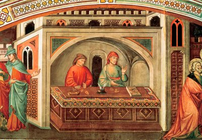 História de São Mateus, pormenor de um fresco de Niccolo di Pietro Gerini, c.1400 de Niccolo di Pietro Gerini