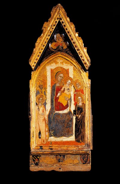 Virgem e Criança e Santos Pintura em madeira de Niccolo di Tommaso (conhecida entre 1343 e 1367) Assis do século XIV, Museo del Tesoro della Basilica di San Francesco de Niccolo di Tommaso