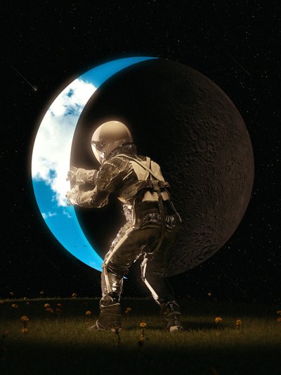 Astronauta a segurar a Lua de Nicebleed