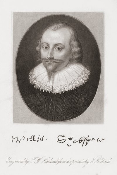 Willian Shakespeare. Retrato por Hilliard. de Nicholas (after) Hilliard