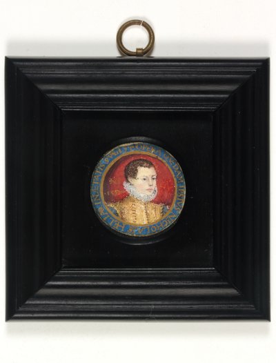 Presumido Auto-retrato do Artista, Idade 13, c.1560 (aquarela em velino) de Nicholas (attr.to) Hilliard