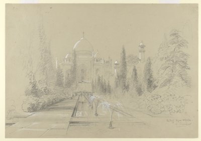 O Taj Mahal, Agra, 24 de janeiro de 1870 (lápis com realce branco sobre papel) de Nicholas Chevalier