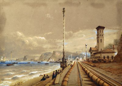 Atmospheric Railway at Dawlish, c.1850 (aguarela sobre papel) de Nicholas Condy