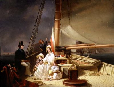 Sr. Charles Ward com a sua família a bordo do seu Cutter Yacht 