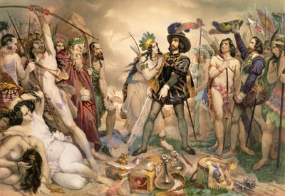 Conquista do México: Hernando Cortes destruindo sua frota em Vera Cruz, 1519 de Nicholas Eustache Maurin