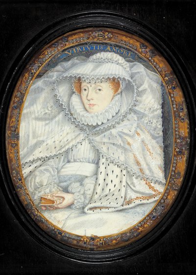 A Lady Traditionally Identified As Mary Queen Of Scots (aguarela em velino) de Nicholas Hilliard