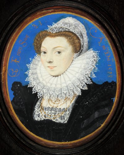Mulher Desconhecida com um Boné de Renda de Nicholas Hilliard