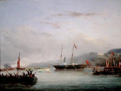 O Primeiro Iate Victoria And Albert ao largo de Plymouth (óleo a bordo) de Nicholas Matthews Condy