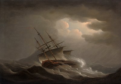 Uma fragata a adornar num vendaval ao largo de Nicholas Pocock