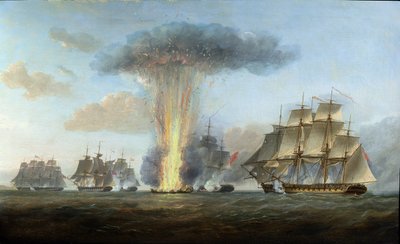HMS &39;Lively&39; capturando a fragata espanhola &39;Clara&39; de Cape St. Mary, c.1806 de Nicholas Pocock