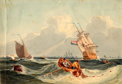 Seascape com frete (lápis e aquarela sobre papel) de Nicholas Pocock