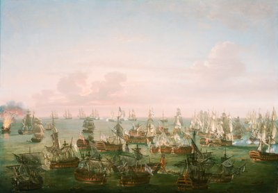 A Batalha de Trafalgar, 21 de outubro de 1805, fim da ação, c.1808 (óleo sobre tela) de Nicholas Pocock