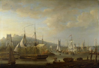 Vista do porto de Bristol mostrando a catedral de Nicholas Pocock