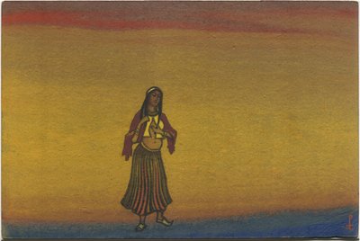 Uma garota cativa, figurino de "Danças Polovtsianas" da ópera de Borodin "Prince Igor", 1943 de Nicholas Roerich
